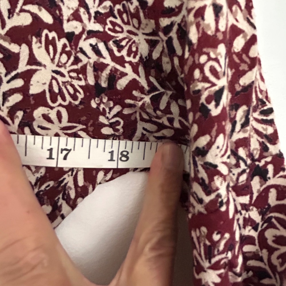 Angie Womens Burgundy Paisley Bell Sleeve Lace Up Mini Dress Small Boho Rayon - Picture 8 of 12